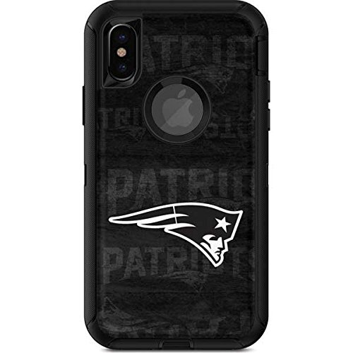 Skinit Decal Skin Compatible with OtterBox Defender iPhone X/XS - Officially Licensed NFL New England Patriots Black & White Design