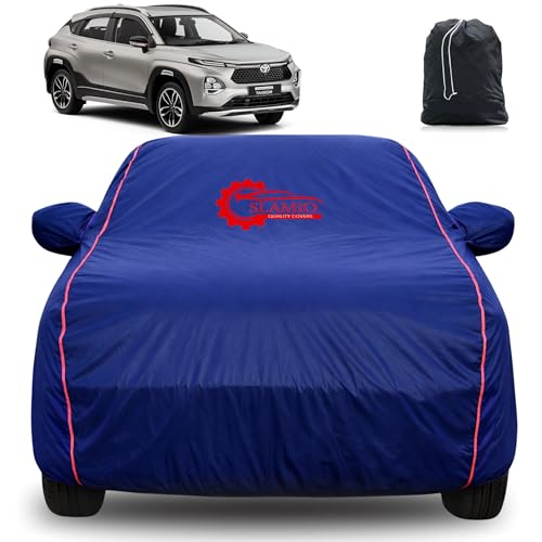 Image of 100% Waterproof Car Cover for Toyota Urban Cruiser Taisor 2024-2026 | All-Weather, Dustproof & UV Protection | Heavy-Duty 3-Layer Fabric | Custom Fit with Mirror & Antenna Pocket | Navy Blue