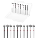 ERUIKA 10pcs Safety Ball Cuticle Drill Bits, Carbide Diamond Nail Bits for Dead Skin Removal & Nail Shaping, 3/32'' Two Way Rotate, Professional Manicure Pedicure Salon Tools(5mm Ball Bit, Fine-F)