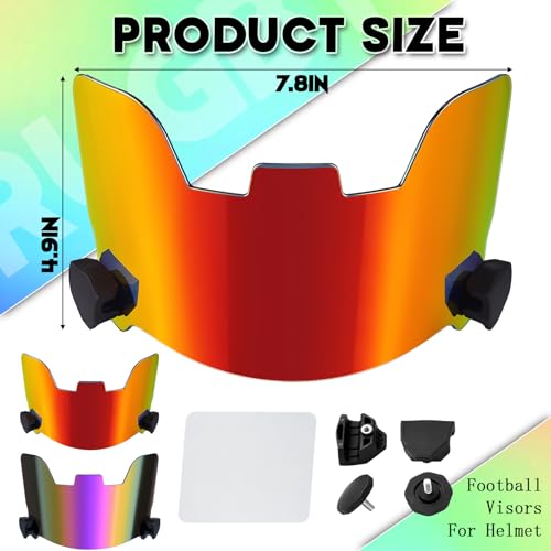 Image of Xuhal 2 Pcs Football Visor for Youth Adult Football Helmet Visor Lacrosse Helmet Eye Shield Eye Protection for Sport(Red and Purple)