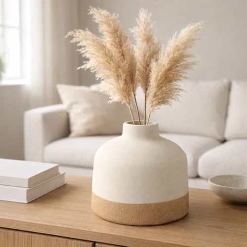 Image of SPHINX Decorative Ceramic Vase, Flower Vase, Pampas Grass Vase, Vase for Money Plant Live Plants, Centrepiece for Home, Office,Gifts - (Small Bottle Two Tone, 5.5 Inches)