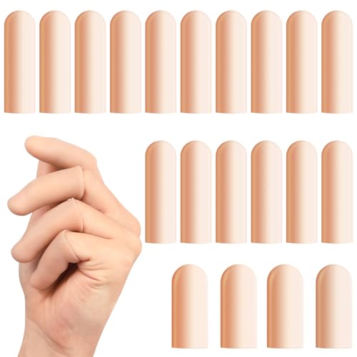 BMKYUET 20 Pcs Gel Finger Cots - Reusable Silicone Finger Protectors & Thumb Cots, Flexible Shields for Stiff Sore Fingers Against Dryness, Rubbing, and Skin Stress During Daily Activities