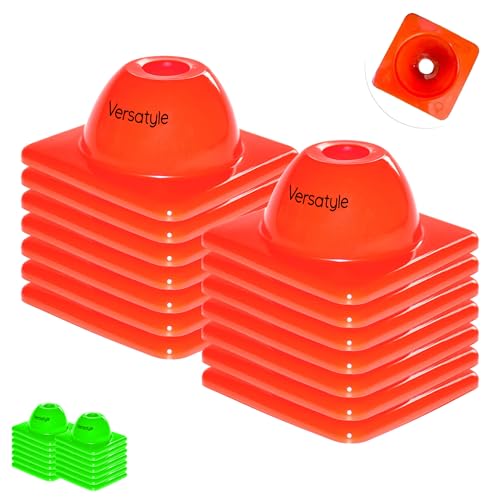 Versatyle Heavy Duty Agility Training Cones for Sports and Kids Coaching Multipurpose Field Marker Cones Soccer Basketball Drills Bike Motorcycle Training (2in Orange 12 Pack)