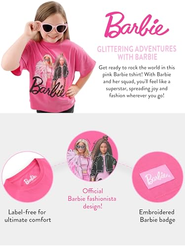 Barbie T-Shirt Girls | Pink Girls Summer Tops Boxy Tshirt for Girls | Ages 5-12 | Official Merch4