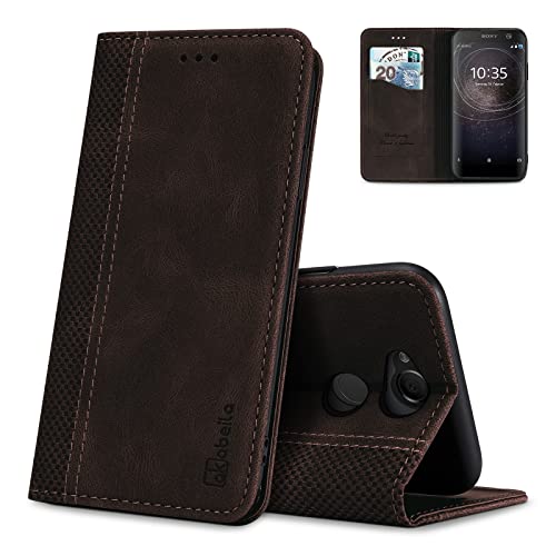 AKABEILA Funda Compatible con Sony Xperia XA2 Suave PU Cuero Carcasa Libro con Ranuras Tarjetas Cierre Magnético Soporte Billetera con Tapa Antichoque marrón Oscuro
