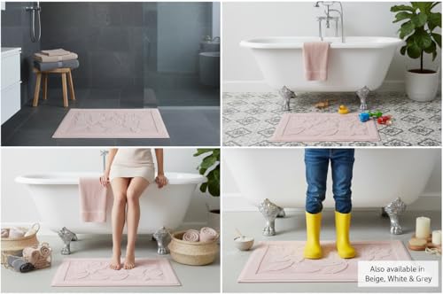 ASTREA TEXTILES Tapis de bain - Tapis de bain - Tapis de douche lavable - Serviettes de sol pour évier - 100 % coton turc (1, gris) – vue 5
