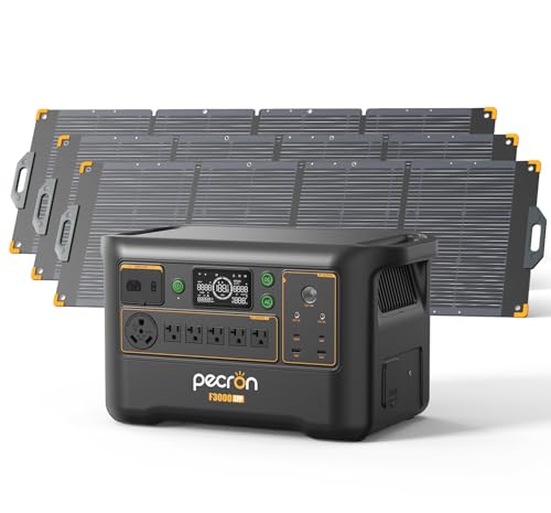 Image of Pecron Portable Power Station F3000LFP with 200W Solar Panel*3, 3072Wh Solar Camping Generator can expand to 9216Wh, 3600W Solar Generator for RV, Home Use, CPAP