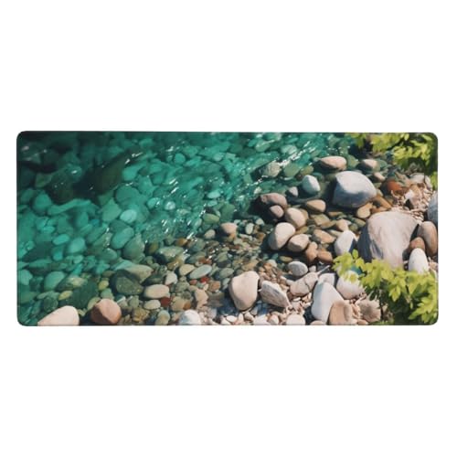 Alfombrilla De Ratón （700 x 300 x 3 mm） Piedras De Rio Alfombrilla De Ratón Extendida De Gran con Base De Goma Antideslizante, Mejora La Precisión Y La Velocidad, Lavable, para Gamers, Pc N3116