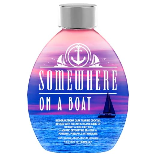 Somewhere On A Boat Tanning Lotion for Indoor Tanning Beds/Outdoor Sun Tan Dark Tanning Bed Lotion w/Coconut Oil, Pineapple & Shea Butter 13.5oz - White Lotion, NO Bronzer