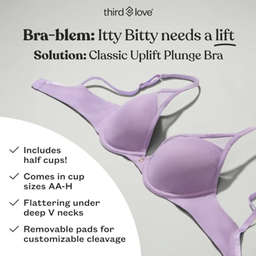 Image of Thirdlove Classic Plunge Bra, Sexy Underwire V-Neck Bra for Small Breasts, Low Cut, No-Show Lines, Women's Everyday Comfort