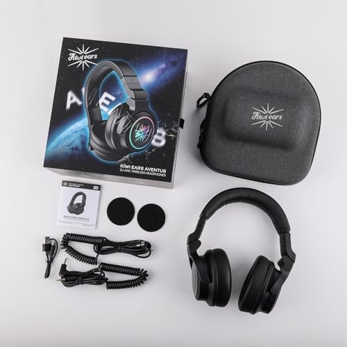Image of Linsoul Kiwi Ears Aventus Bluetooth 5.4 Over Ear Headphones,Wireless DJ Studio Monitor Earphones, Dual Dynamic Driver Gaming Headset with Hybrid ANC, 82H Playtime for Podcast Gaming Guitar