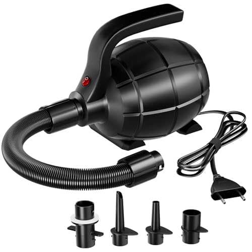 DOBESTS Elektrische Luftpumpe, Elektrische Pumpe mit 4 Düsen für Aufblasbare Air Track Matte, Luftmatratze, Schwimmringe, Flöße, Wasserbetten, Boote, Kinderbecken, SUP Board, Yoga-Bälle usw
