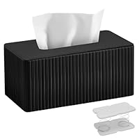 Kosmetiktücherbox Taschentuchbox aus PU Leder: Modern Taschentuchspender für Hausfrau Büroangestellter-Rechteckige Tissue Box mit Magnetabdeckung für Wohnzimmer Büro-Geschenke für Geburtstag(Schwarz)