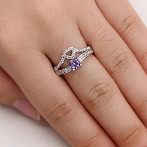 Double-Layer Diamond Shape Crown Rings | Micro Pave Cubic Zirconia Wedding, Engagement, and Anniversary Jewelry for Women | Available in Light Blue, Yellow, Purple, Multicolor, Pink, and Olive Green