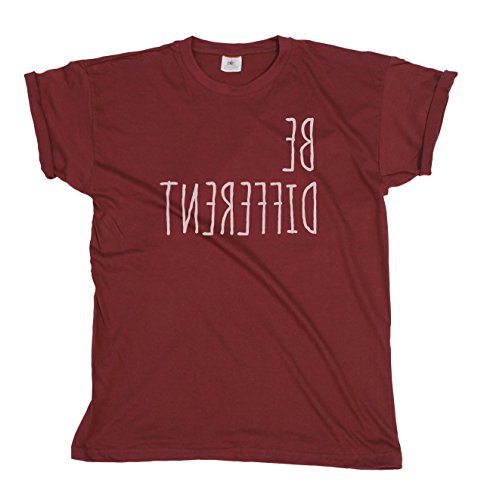 Be Different - Mens or Womens Organic Cotton T-Shirt Unique Look Burgundy