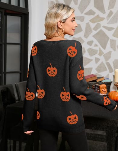 Women's Pullover Sweaters Long Sleeve Crew Neck Cute Multi-Hearts Knitted Casual Sweater