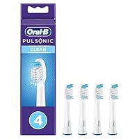 Oral-B Pulsonic Clean – ORIGINAL Aufsteckbürsten für Schallzahnbürsten – Bürstenköpfe, Zahnbürstenaufsatz und Ersatzbürsten für Oral-B Schallzahnbürste – Weiß, 4 Stück