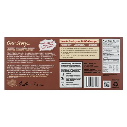 Image of Bubba Burger, Frozen Beef Burger Patties, Original, USDA Choice Beef Chuck, 2 lb, Pack of 6