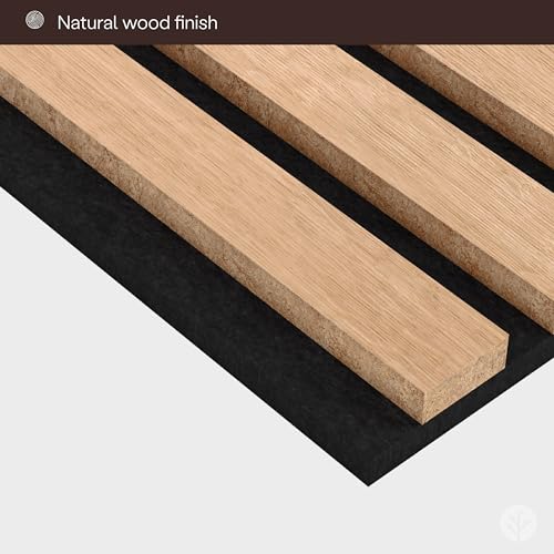 SLATPANEL Two Acoustic Wood Wall Veneer Slat Panels - Oak | Natural Core | 47.24” x 12.6” Each | Soundproof Paneling | Wall Panels for Interior Wall Decor | Luxury Wood Veneer Panel | 0.78” Depth