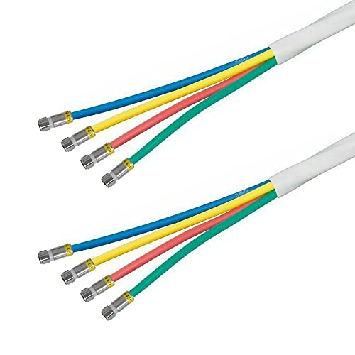 5m Quattro Quad SAT Antennenkabel, Koax-Antennenkabel, 4Fach DIGITAL Koaxial Kabel 4in1 für Digital, HD, T2, BK Anlagen, Weiß - 8X Cabelcon F-Kompressionssteckern Cover