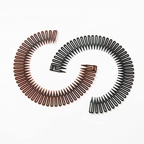 Psadkid Full Round Elastic Comb Flexible Plastic Round Comb Elastic Hair Comb Tooth Headband Women Girls Hair Accessories (Pack Of 9) (A) #TOP4