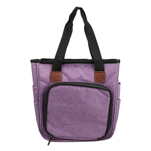 Sac de rangement pour tricot et crochet violet avec multi-compartiments