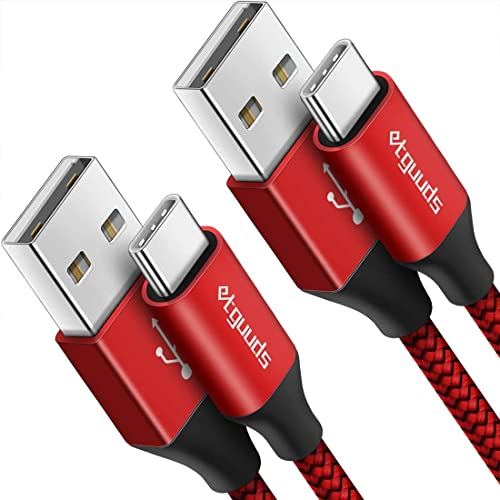 etguuds USB to USB C Cable 2ft, 2-Pack USB A to Type C Charger Cord Fast Charging for Samsung Galaxy A17 A16 A15 A26 A36 A56, S25 S24 S23 S22 S21 S20 S10 Note 20, for iPhone 17 16 15, Moto, Red by etguuds - Used condition - US$5.79