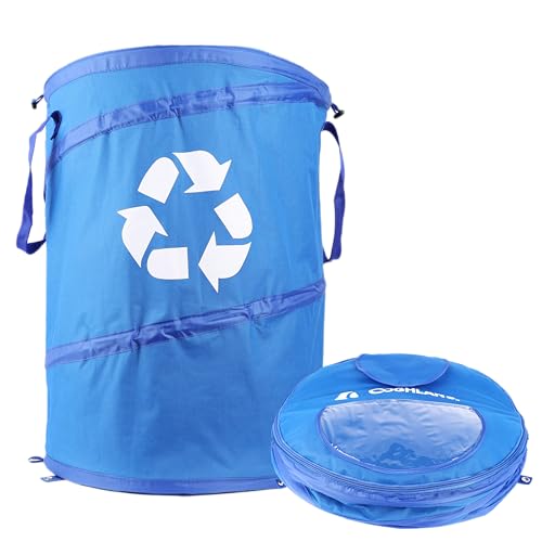 Coghlan's Deluxe Durable Pop-Up Recycling Can – Collapsible Bin with Zippered Lid, Bag Clips, and Anchoring Points for Camping, Home, and Outdoor Use – 29.5 Gallon