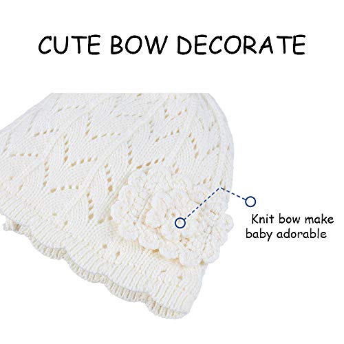 Baby Knitted Beret Hat Warm Infant Toddler Girls Beanie Autumn Winter Flower Kids Hats (White Flower, S) #TOP2
