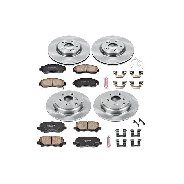 Image of PowerStop Z17 Replacement Brake Pad & Rotor Kit Front & Rear KOE5858 | Honda Odyssey 2011-14 Ceramic Brake Pads + Disc Rotors