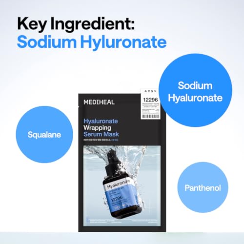 Image of MEDIHEAL Wrapping Serum Mask [Hyaluronate] Hydrate Dewy - Deep Moisture Recharge with 99% Pure Low-Molecular Hyaluronic Acid, Squalane & Panthenol - 72H Lasting Hydration (10 Sheets)