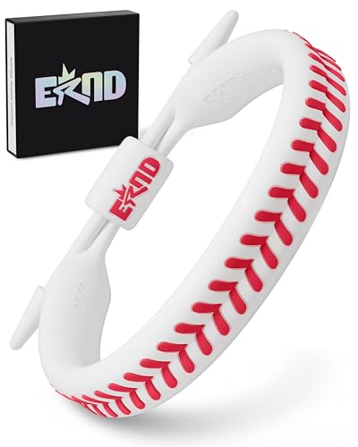 ERND Baseball Bracelets for Boys Premium Silicone Baseball Wristbands with Realistic Stitch Texture Adjustable 100% Waterproof & Sweatproof Baseball Jewelry for Boys Teens & Men (Small/Medium)