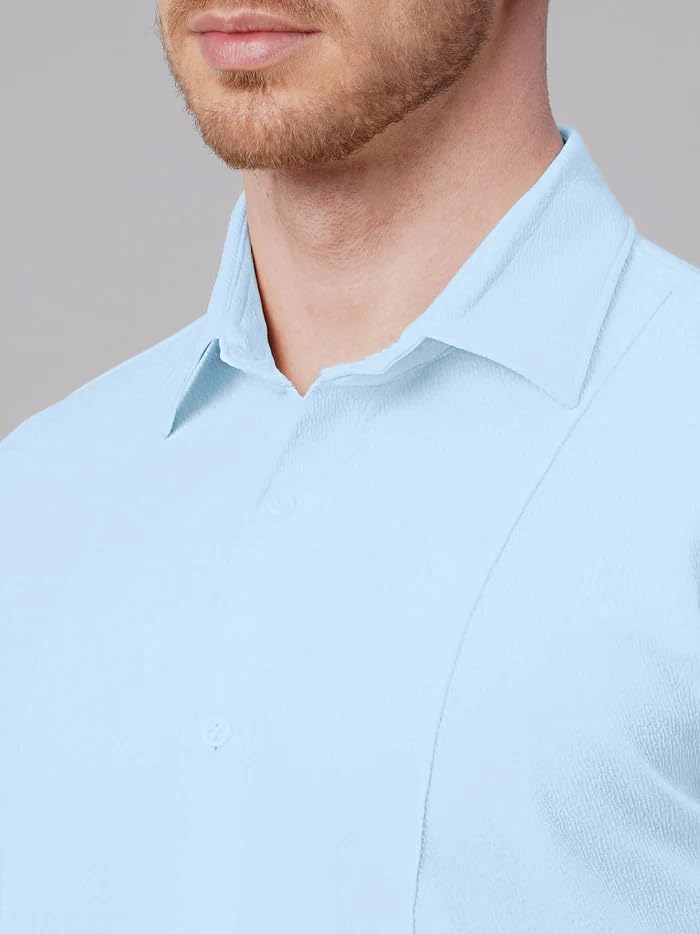 Image of GRECIILOOKS Men's Cotton Lycra Blend Casual Stylish Regular Fit Formal Shirt