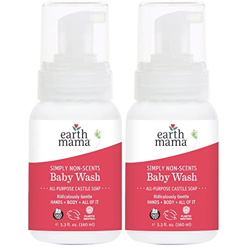 Image of Earth Mama Simply Non-Scents Baby Wash Foaming Hand Soap Refill, Organic All-Purpose Fragrance Free Body Wash for Sensitive Skin, Castile Soap with Coconut Oil, Shea Butter, Calendula, & Aloe, 5.3floz