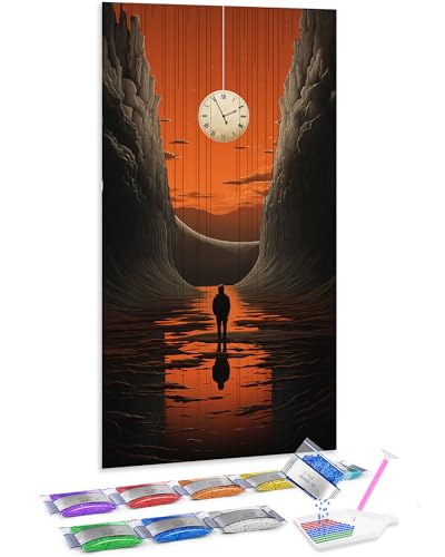 Kit de pintura de diamante 5D de reloj en el cielo y 70x40 cm