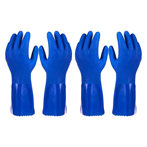 Rubber Household Gloves - Cotton Lined Dishwashing Kitchen Gloves (Medium, 2 Pairs)