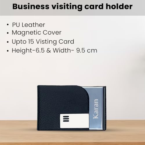 Image of Giftana Personalized Card Holder with Pen, Keychain with Name, 3 in 1 Customized Pen, Card Holder, Keychain Gift Set, Personalised Gifts for Husband, Diwali Corporate Gifts for Employee (Black)
