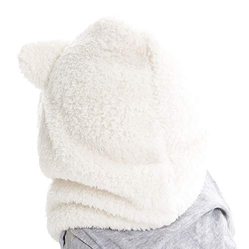 Baby Girls Boys Winter Warm Scarf Hat Kids Thick Earflap Hood Cap With Ear 6M-7T (White,S) #TOP5