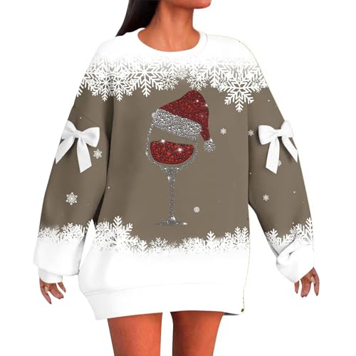 Maglione natalizio da donna divertente vino rosso in vetro stampa felpa Merry Christmas gnomo natalizio maglione natalizio maglione oversize girocollo manica lunga inverno maglione Natale maglione Maglione natalizio da donna divertente vino rosso in vetro stampa felpa Merry Christmas gnomo natalizio maglione natalizio maglione oversize girocollo manica lunga inverno maglione Natale maglione