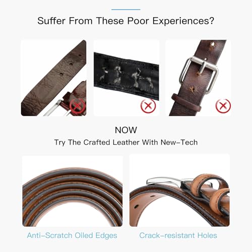 SENDEFN Mens Belts Leather Belt for Men 1 1/4" for Casual Jeans Dress Pants with Gift Box — view 4