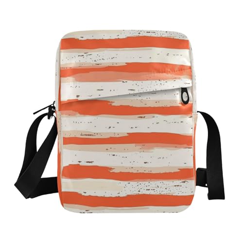 KLL Coral Orange Beige White Stripe Pattern messenger bags Vegan Leather men's shoulder bag Travel Shoulder Handbags