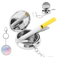 FEMONGY 2pcs Taschenaschenbecher, Aschenbecher für unterwegs, Taschenaschenbecher geruchsdicht, Mit Spiegel und Schlüsselanhänger, Geeignet für Reisen, Camping und Outdoor, 5 * 5 * 1.8CM, B-Aegean
