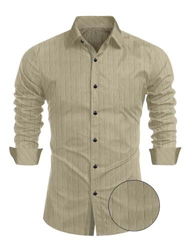 Image of Tailored Fit Men's Embossed Cotton Fabric with Long Sleeves Premium Casual Shirt for Men