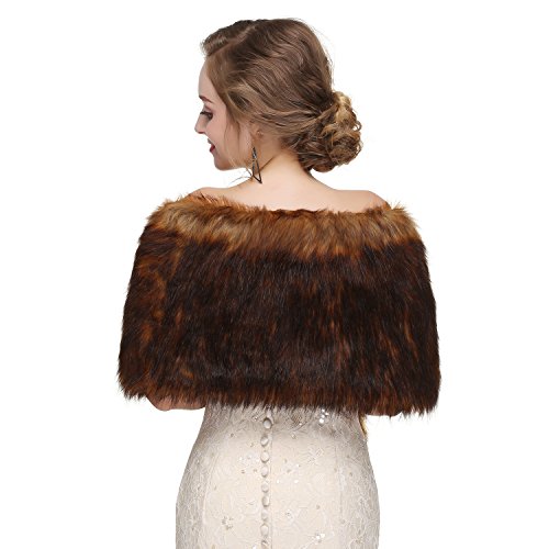 Women's Faux Fur Bridal Shawls Wraps Ladies' Stoles Cape Shrug Coat3
