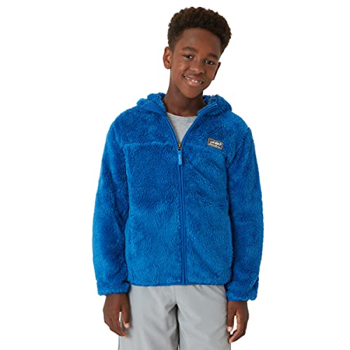 Eddie Bauer Kids' Zip Up - Kids' Full Zip Ultra Soft Sherpa Fleece Hoodie Sweatshirt for Boys and Girls (5-20), Size 14-16, Classic Blue