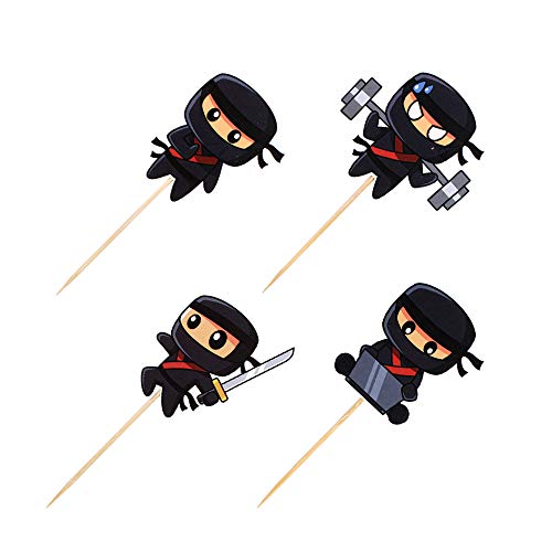 Ercadio 24 Pack Modern Ninja Cupcake Toppers Assambled Karate Kung Fu Warriors Cupcake Picks Baby Shower Kids Boys Ninjas Themed Birthday Party Cake Decorations Supplies #TOP3