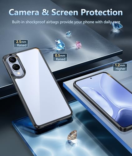 Image of FNTCASE for Samsung Galaxy S25-Edge Case: Clear Military Grade Drop Protection Anti Yellowing Cell Phone Cover - Rugged Shockproof Protective Bumper Transparent Phonecase