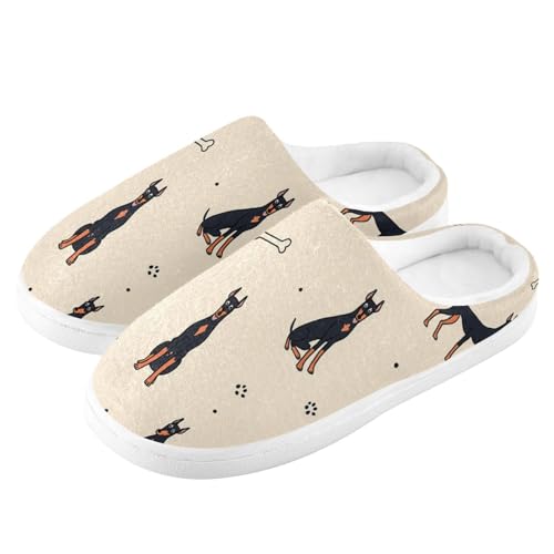 JUNZAN Doberman Dogs Pattern Mens House Cotton Slipper Winter Memory Foam Bedroom Shoes for Outdoor Funny Presents 6-74