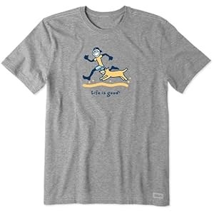 Life is Good. Mens Crusher Tee Jake & Rocket Beach, Heather Gray