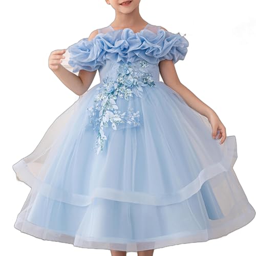 Zvzio Girls' Special Occasion Dresses with Cloud Shoulder Design, Mid-Length